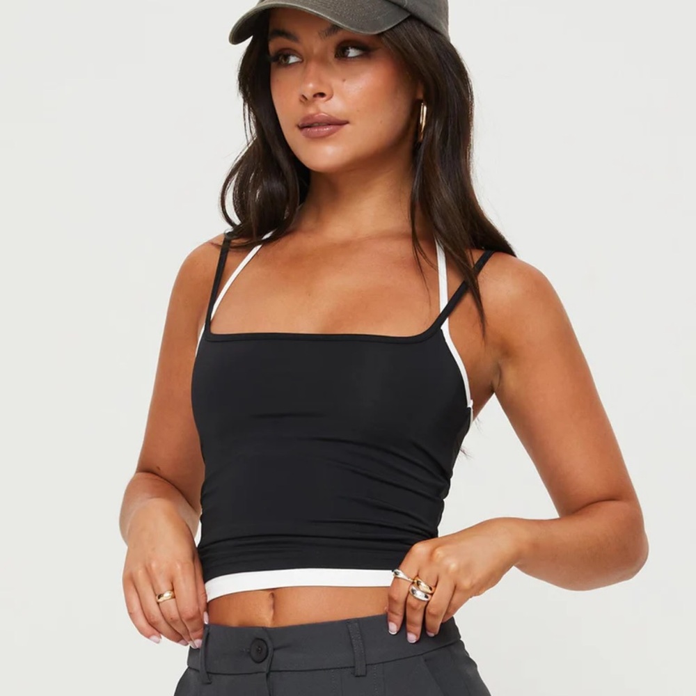 Black Strappy Women's Halter Illusion Top